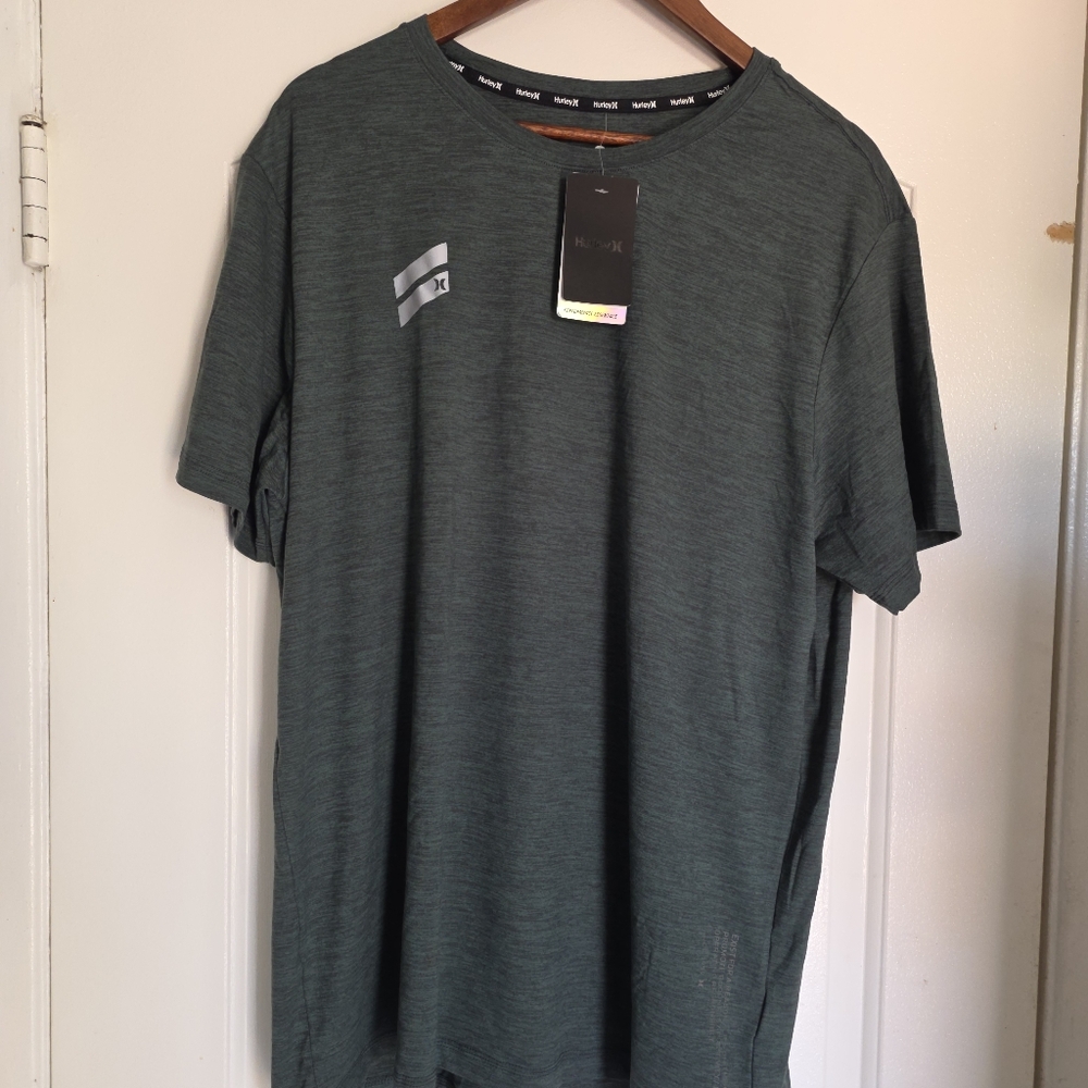 Men's Hurley SZ XL exist shirt tee  Reflective Stretch Soft Green Army